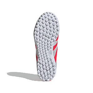 حذاء أديداس بريداتور كلوب تي إف جيه تارتان للأولاد، أحمر وأبيض شفاف