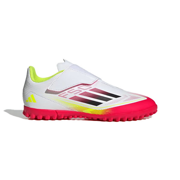 Adidas F50 Club Vel Tf J Tartan Shoes For Boys, Cloud White & Core Black & Solar Yellow