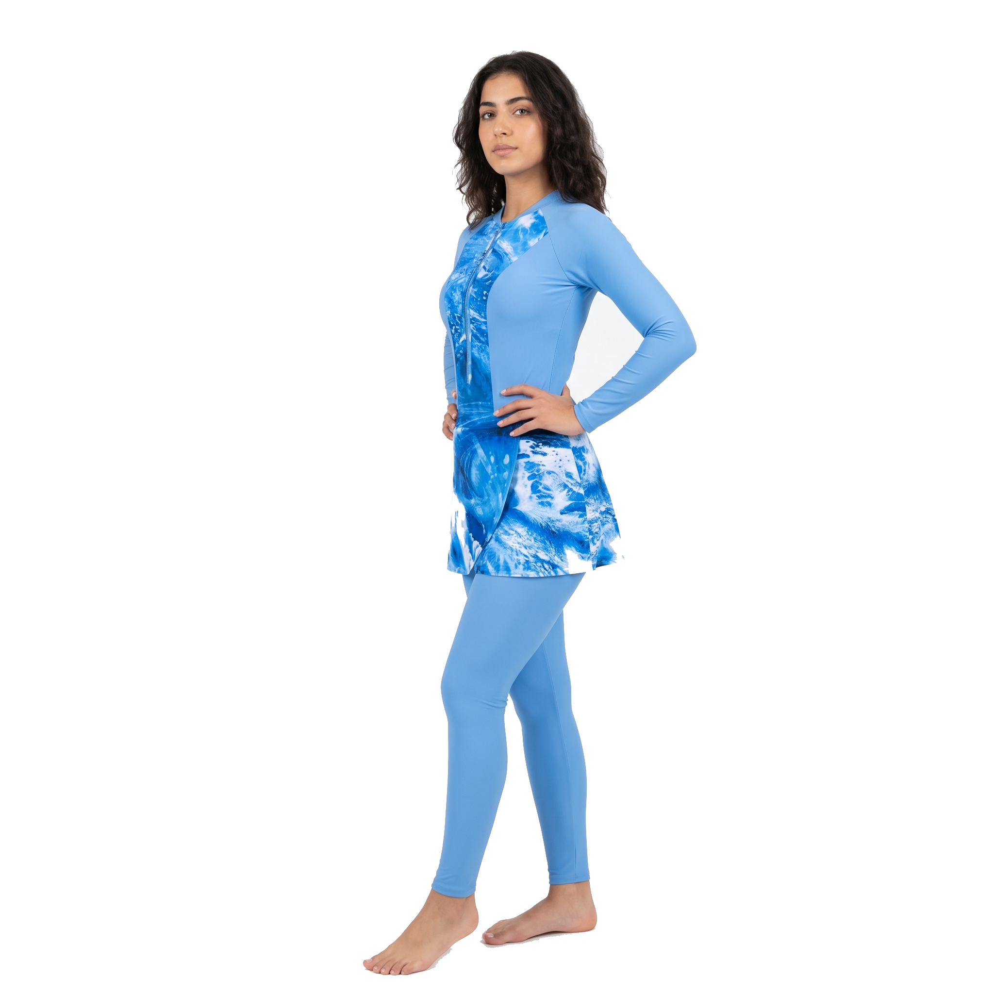 Aerobird Burkini Full Set For Women, Blue Print&Blue