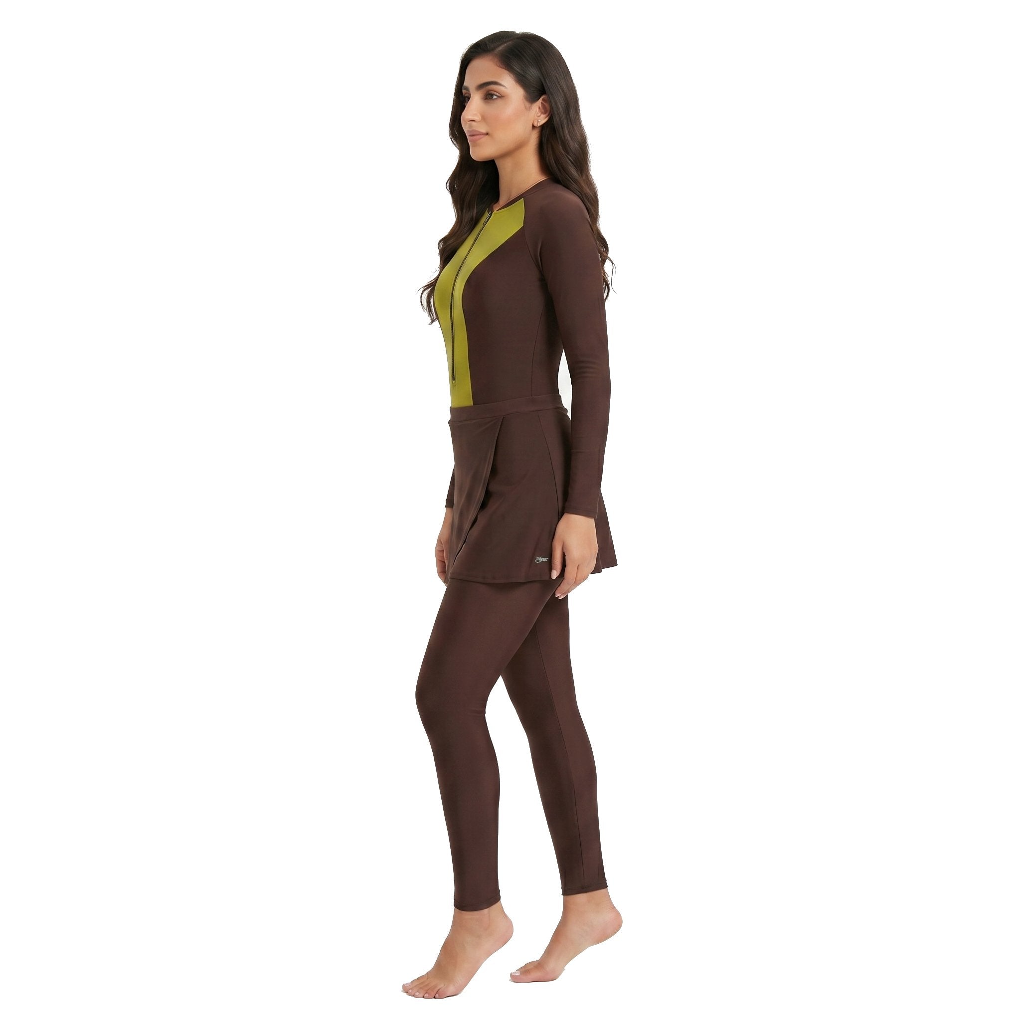 Aerobird Burkini Full Set For Women, Yellow&Green&Brown