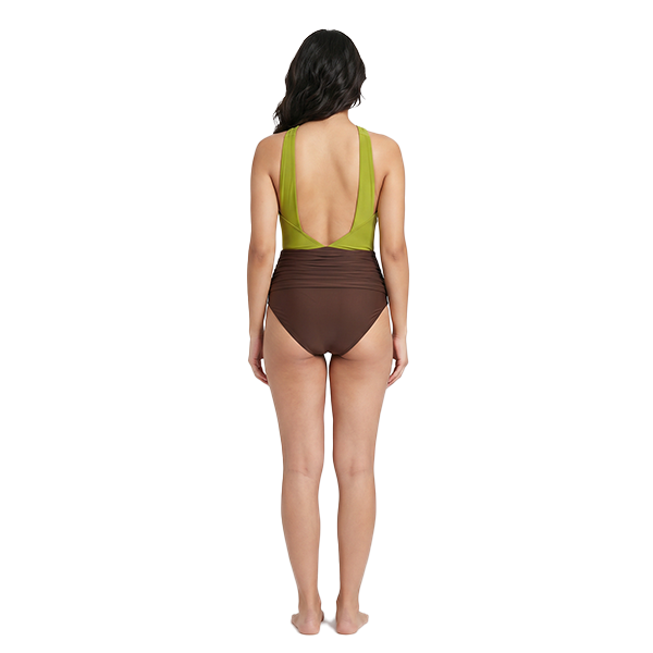 Aerobird One Piece For Women, Yellow Green&Brown