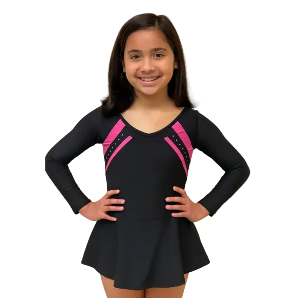 Trainetic Gymnastic Suit For Girls, Black&Pink
