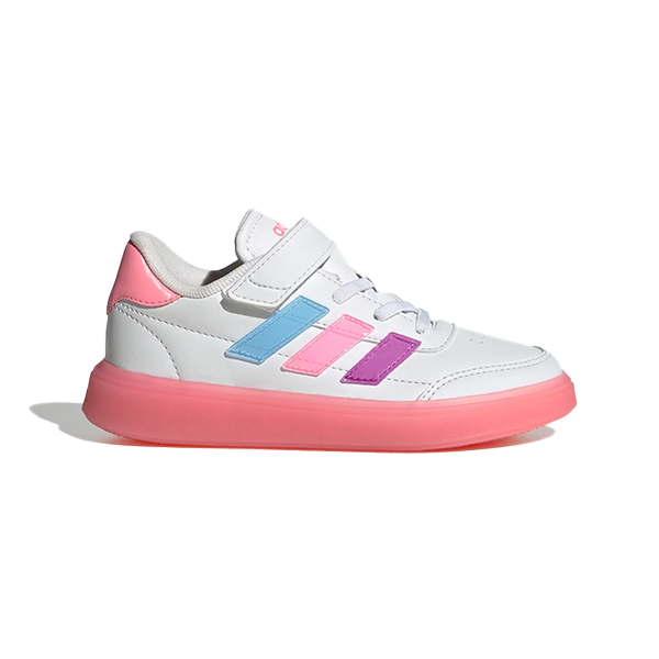 Adidas Courtblock El C Lifestyle Shoes For Girls, Cloud White & Beam Pink & Clear Sky