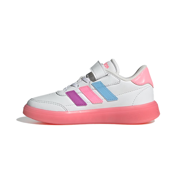 Adidas Courtblock El C Lifestyle Shoes For Girls, Cloud White & Beam Pink & Clear Sky