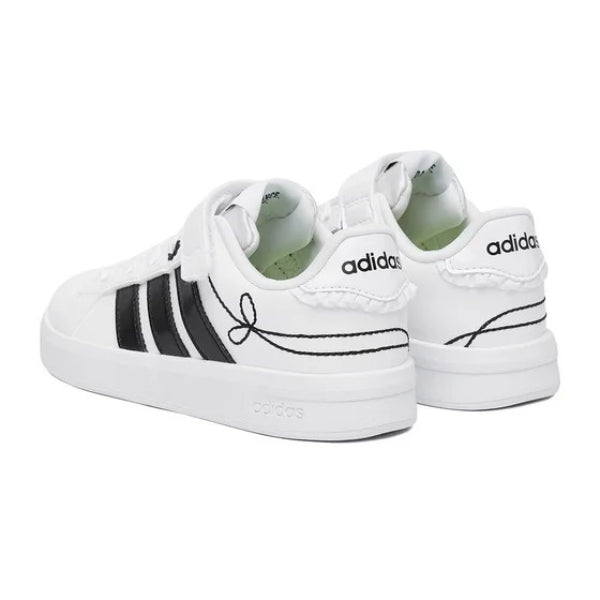 Adidas Grand Court 3.0 El C Lifestyle Shoes For Girls, Black&White