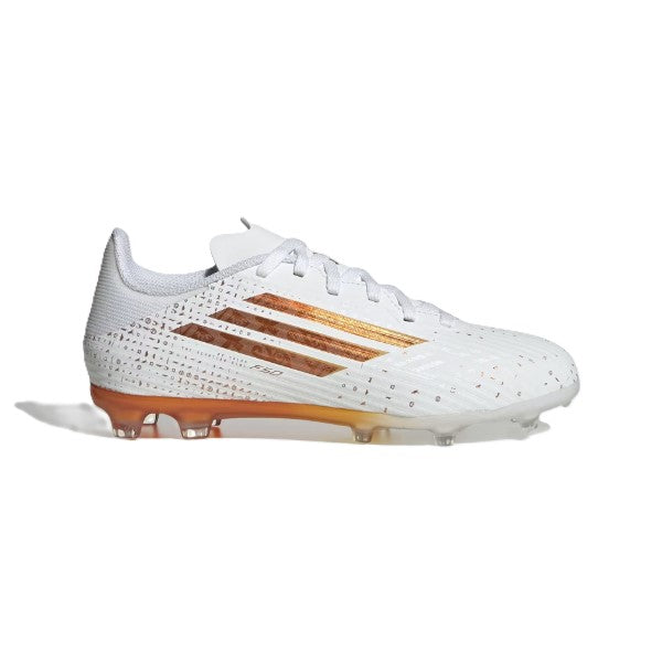 Adidas F50 League Fg/Mg J Fg Shoes For Boys, White&Gold