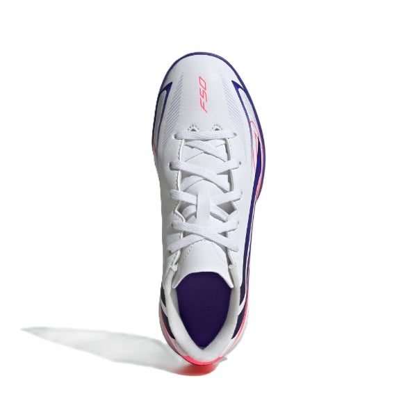 Adidas F50 Hyperfast Club Tf J Tartan Shoes For Boys, White&Purple