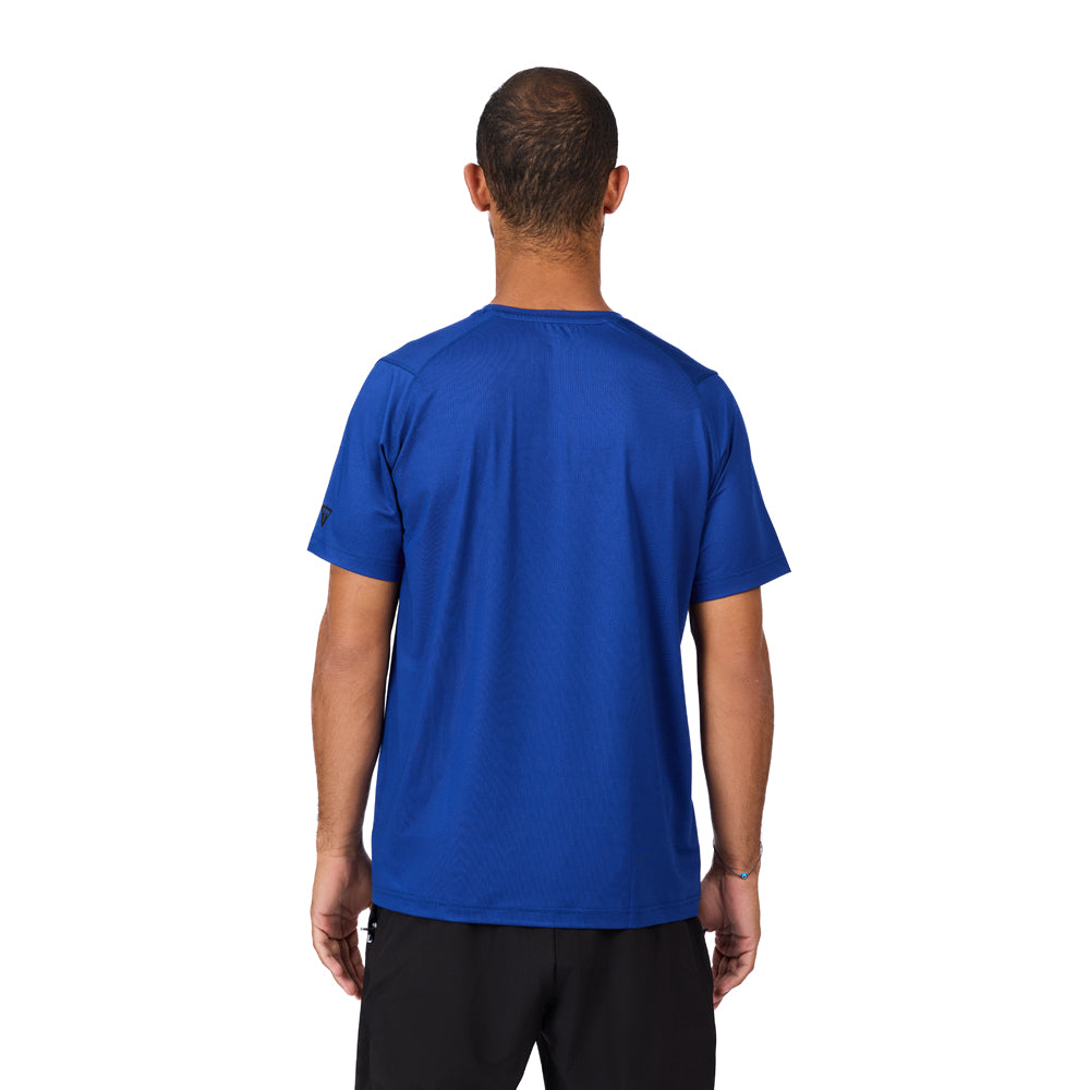 تيشيرت رياضي رجالي بأكمام قصيرة من قماش شبكي من Trainetic، لون أزرق داكن