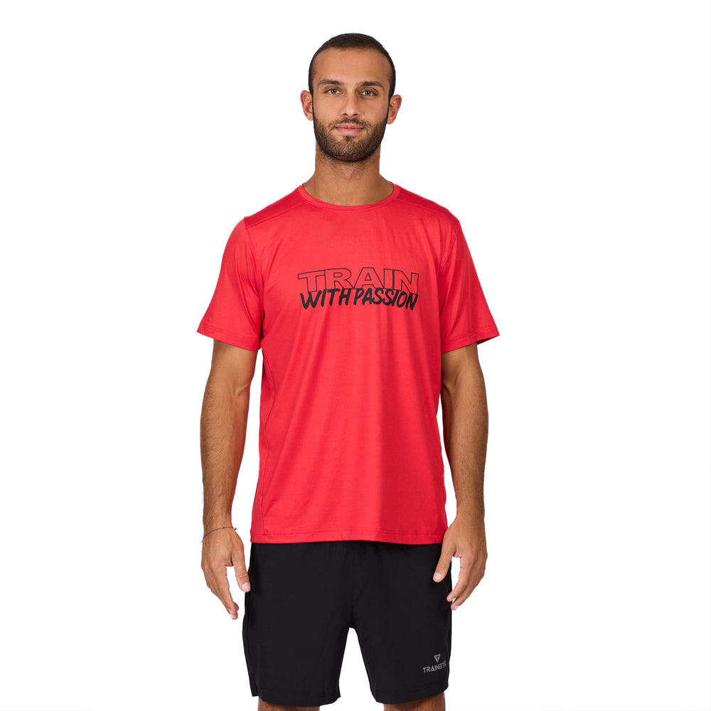 تيشيرت رياضي شبكي بأكمام قصيرة للرجال من تراينتيك، أحمر