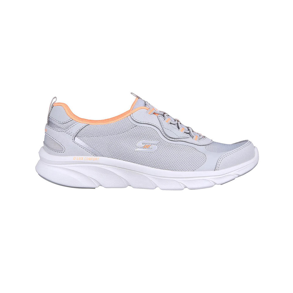 Skechers D'Lux Comfort Bliss Galore Shoes For Women, Grey & Orange