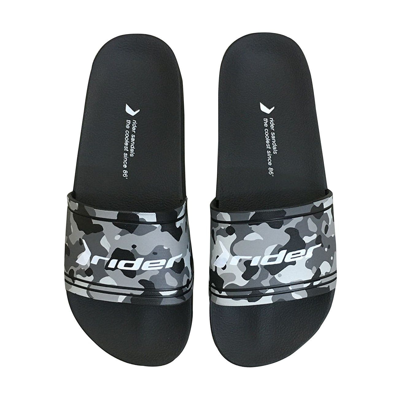 Rider Full 86 Graphic Slipper For Men, Black & Grey