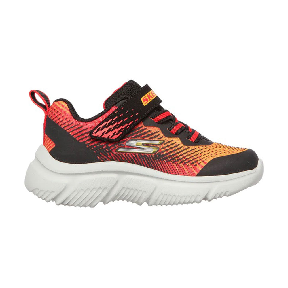 حذاء الجري سكيتشرز للأطفال، باللونين الأسود والأحمر