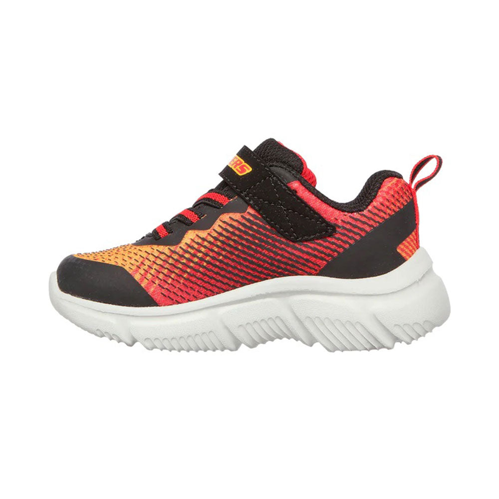 حذاء الجري سكيتشرز للأطفال، باللونين الأسود والأحمر