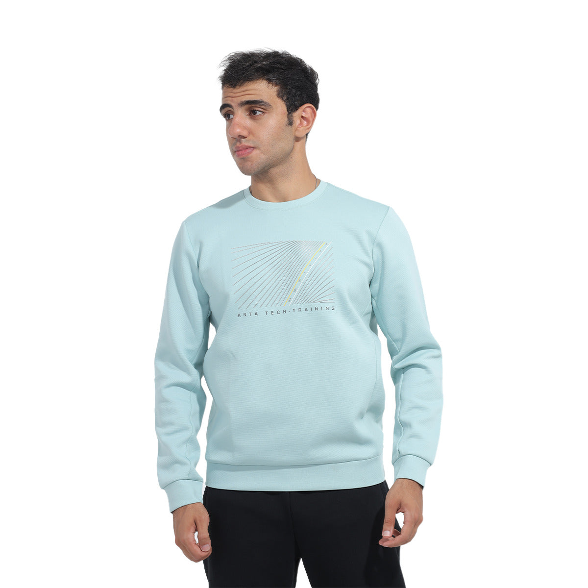 سويت شيرت انتا دائري للرجال، ازرق