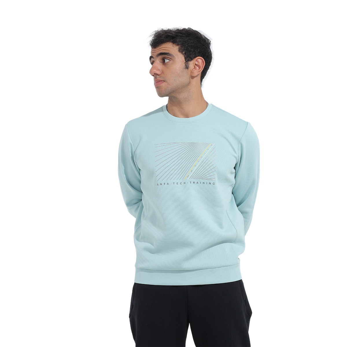 سويت شيرت انتا دائري للرجال، ازرق