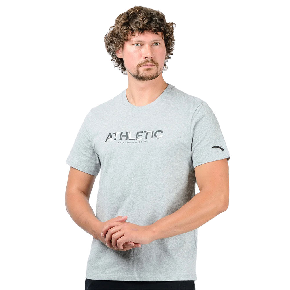 Anta Cross Training T-Shirt For Men, Ligjt Grey