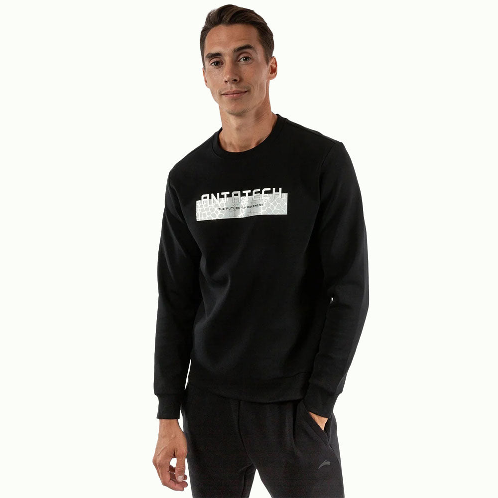 سويت شيرت انتا دائري للرجال، اسود