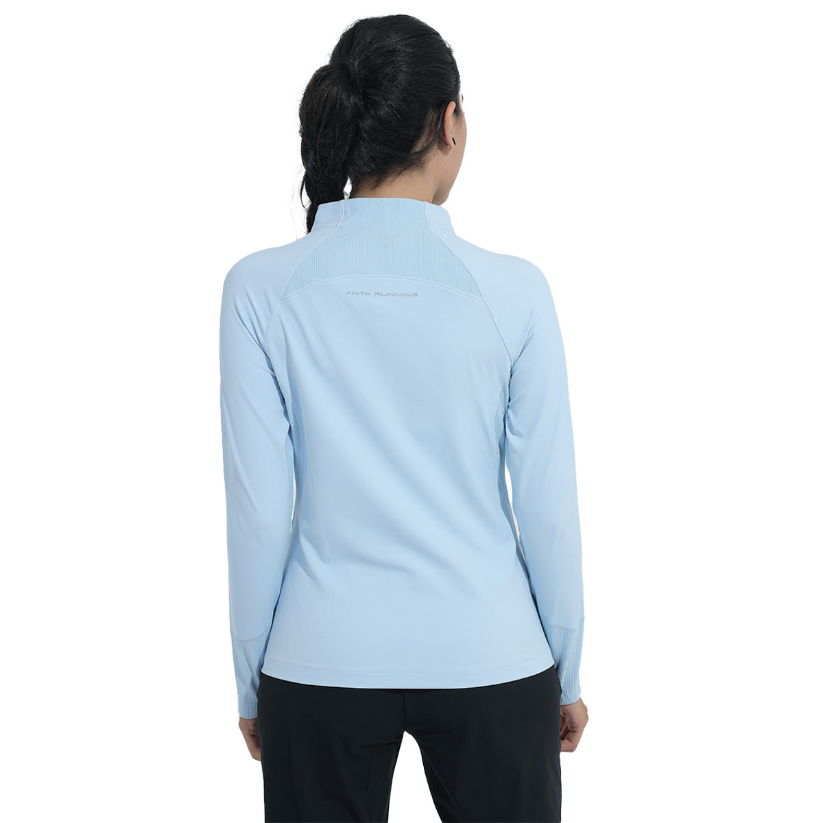 Anta T-Shirt with Long Sleeves & Half-Zipper For Women, Sky Blue