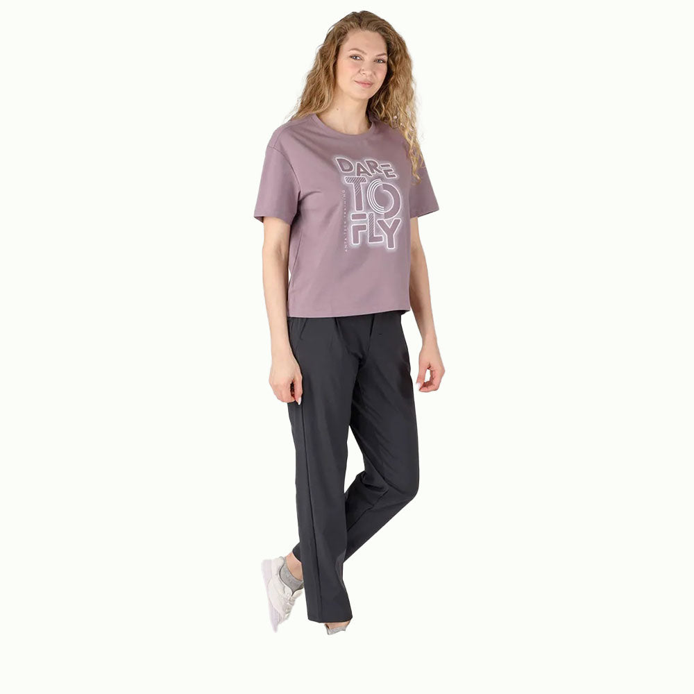 Anta Cross-Training Cotton T-Shirt For Women, Dark Purple