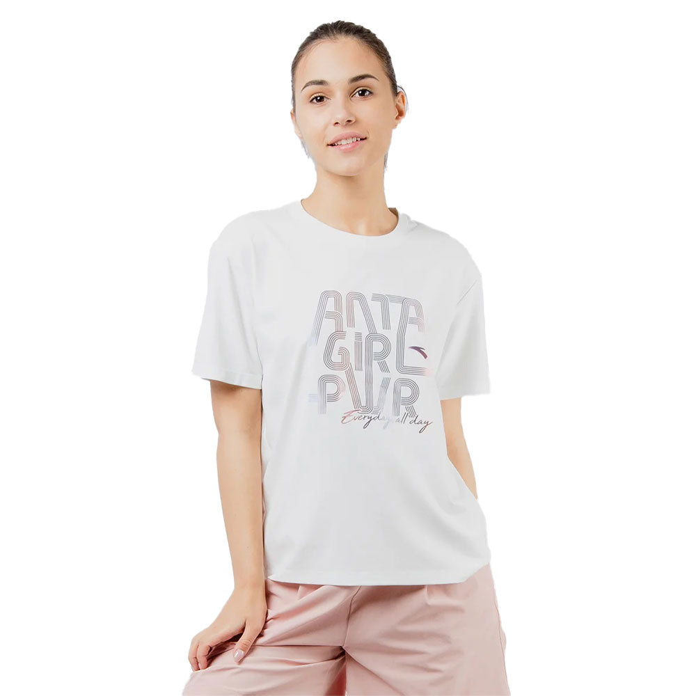 Anta Cross-Training Cotton T-Shirt For Women, White