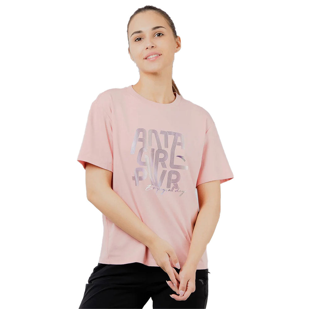 Anta Cross-Training Cotton T-Shirt For Women, Pink