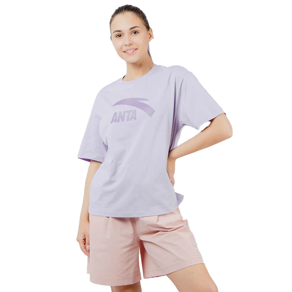 Anta Cross-Training Cotton T-Shirt For Women, Purple