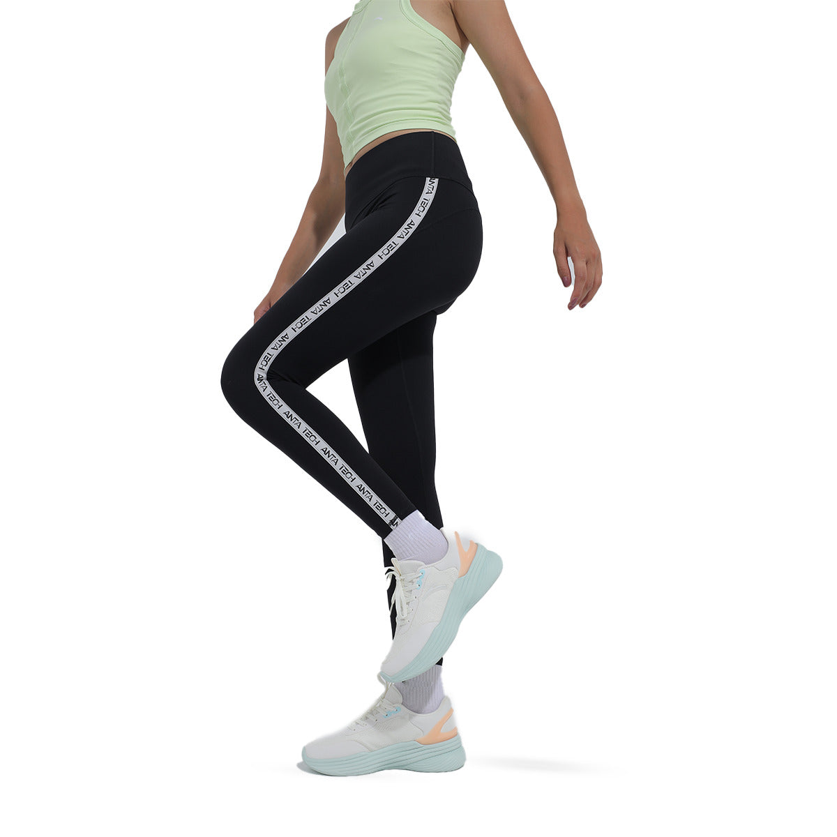 Anta Tight Ankle Leggings For Women, Black & White