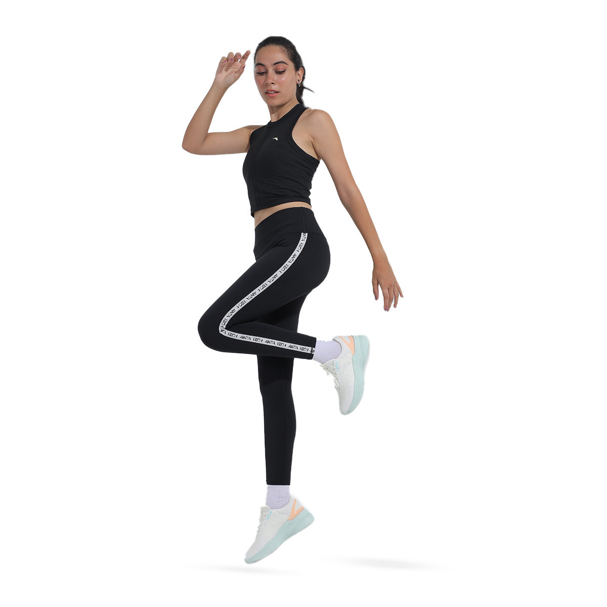 Anta Tight Ankle Legging For Women, Black & White