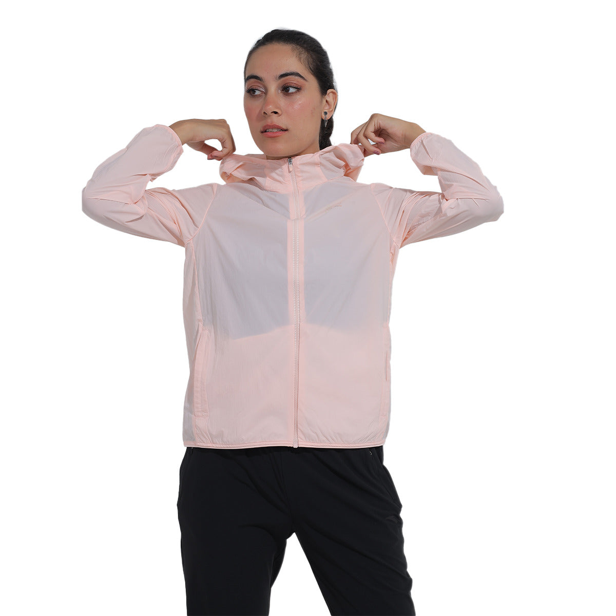 Anta Woven Track Sweatshirt With Hoodies For Women, Rose