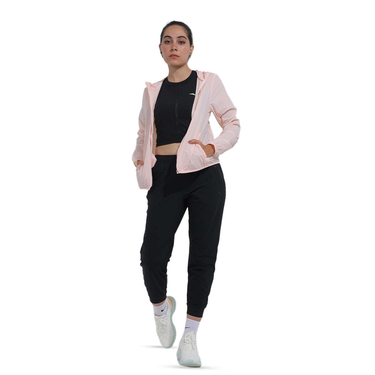 Anta Woven Track Sweatshirt With Hoodies For Women, Rose