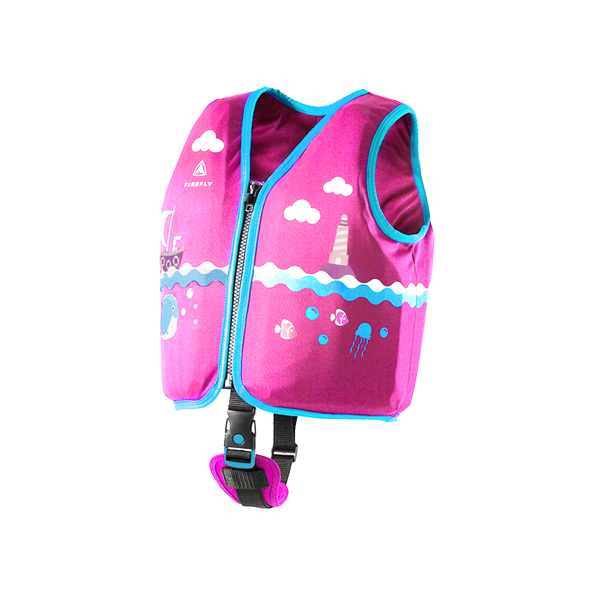 سترة نجاة سباحة فاير فلاي للأطفال، وردية وألوان متنوعة