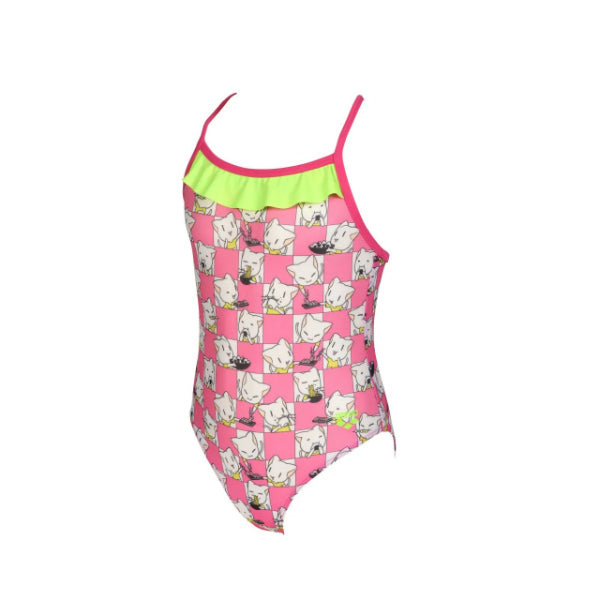 Arena Kids Girl'S Friends Swim One Piece, Freak Rose Multi -Soft Green-F