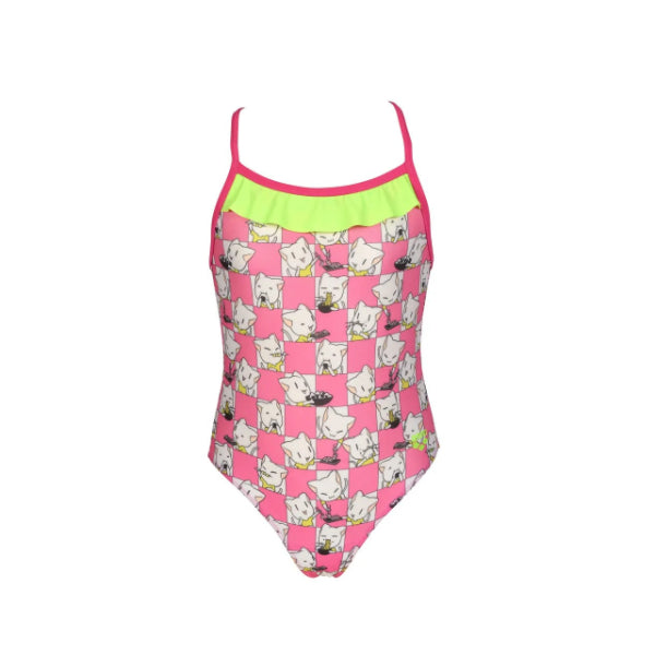 Arena Kids Girl'S Friends Swim One Piece, Freak Rose Multi -Soft Green-F