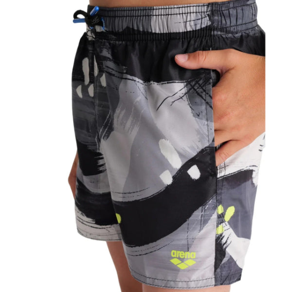Arena Boys Beach Boxer Allover Swimming Shorts, Grey Multi