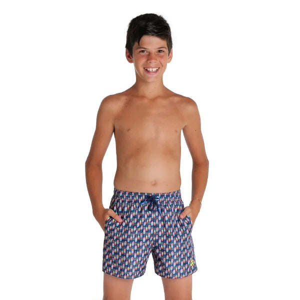 Arena Boys Beach Boxer Allover Swimming Shorts, Asphalt Multi