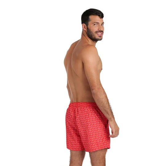 Arena Beach Swimming Short Allover For Men, Red Multi