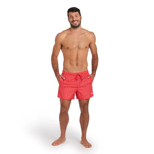 Arena Beach Swimming Short Allover For Men, Red Multi