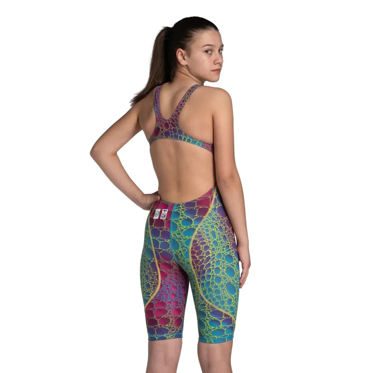 Arena Powerskin St Next Le Ob Jr Swimsuit With Short For Girls, Aurora Cayman