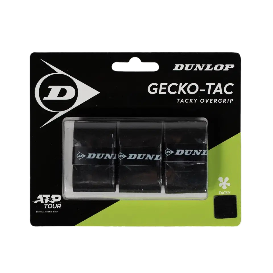 Dunlop Gecko-Tac Ogrip Blk 3Pcs – Tennis