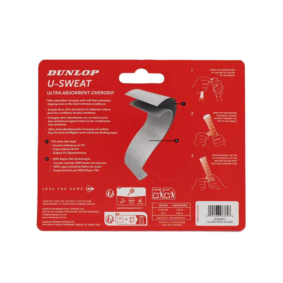 Dunlop U-Sweat Ogrip Blk 3Pcs – Tennis