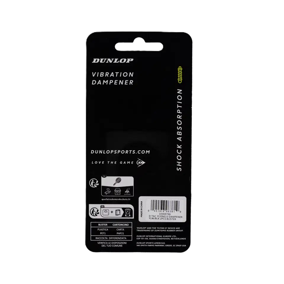 Dunlop Flying D Dampener Ylw/Blk 2Pcs – Tennis