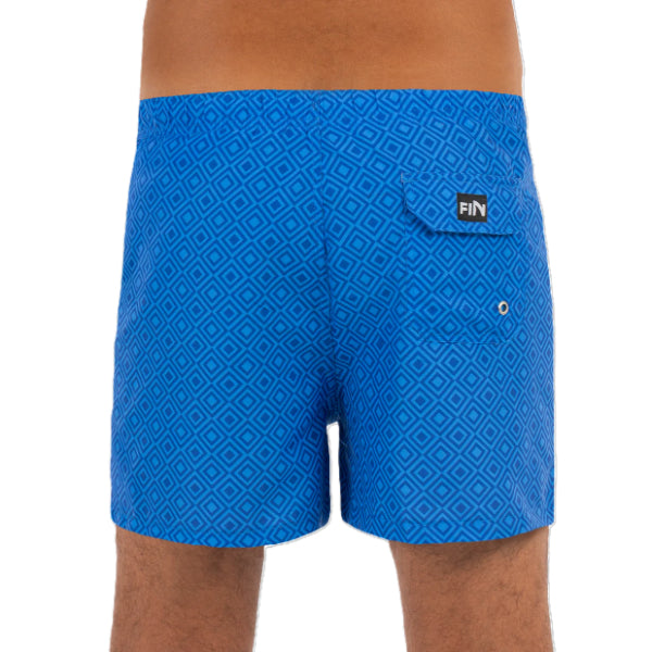 Fin Swimming Shorts For Men, Blue Diamonds