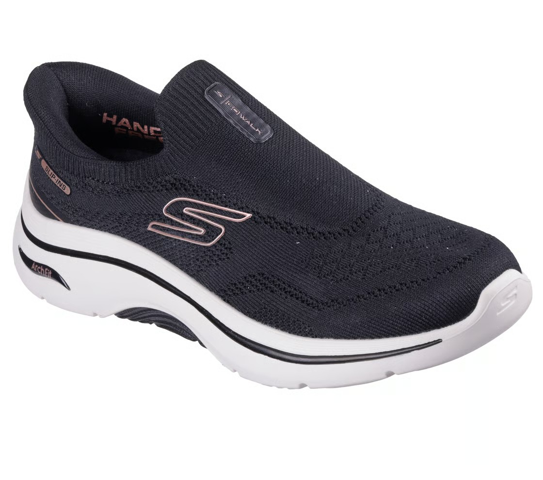 حذاء سكيتشرز جو ووك آرتش فيت 2.0 للمشي للنساء، لون أسود وردي