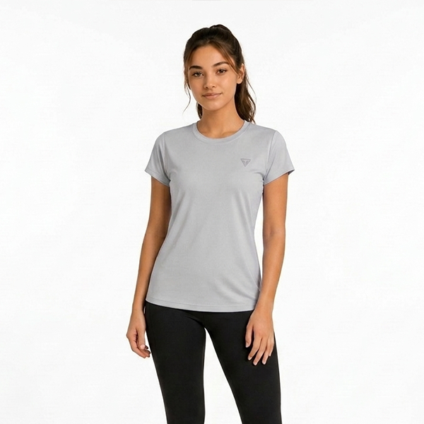 Trainetic Fitness T-Shirt For Women, Light Grey&White