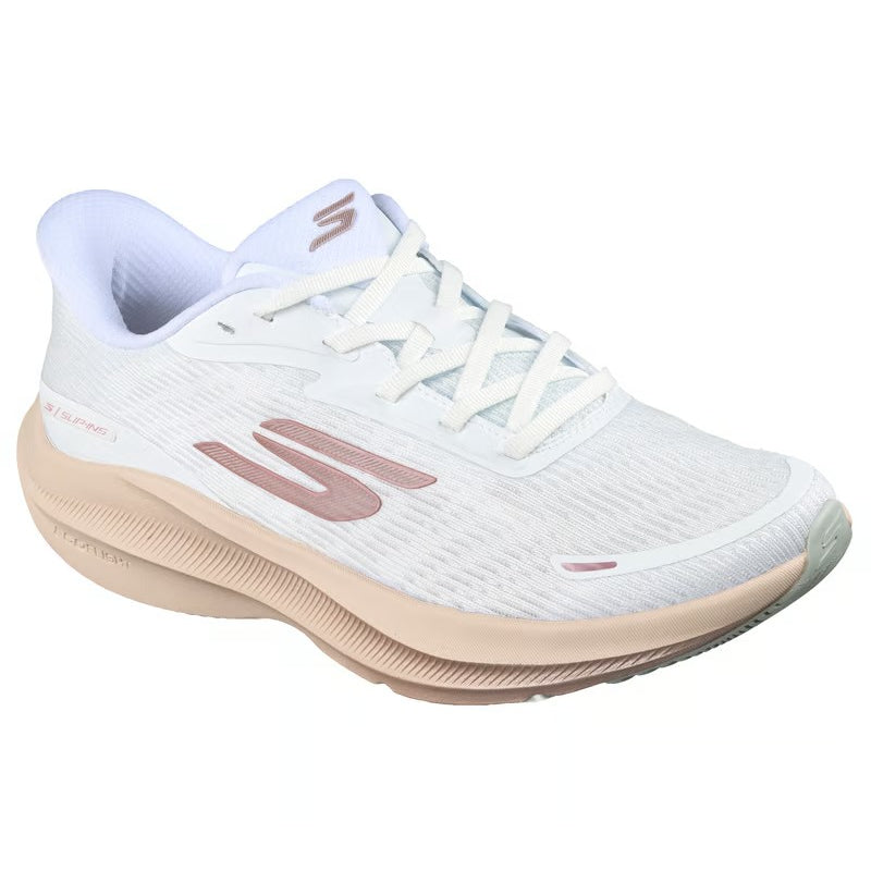 Skechers Skechers Slip-Ins: حذاء الجري إيرو بلس للنساء، أبيض ووردي وفضي