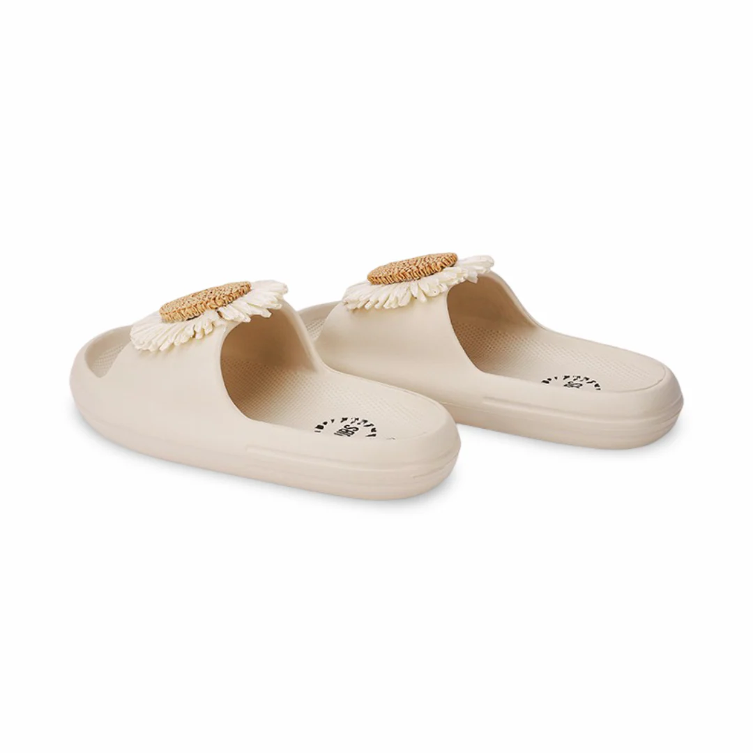 Cubs Sunflower Off-White Flip Flops For Girls