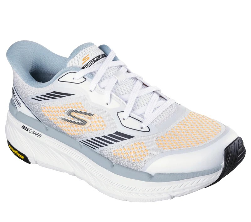 حذاء سكيتشرز ماكس كوشنينج بريمير 2.0 للجري للرجال، أبيض ورمادي