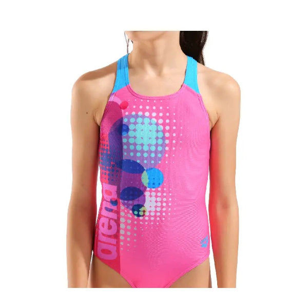Arena Dots Swimsuit Swim Pro One Piece For Girls, Shocking Pink
