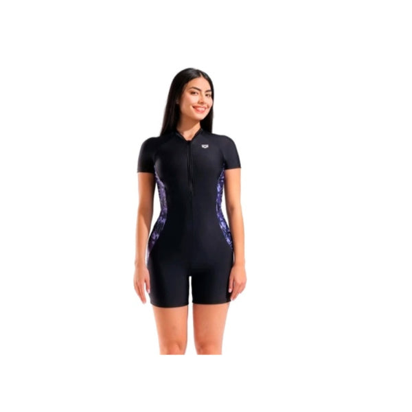 Arena S/S Slimkini Swimsuit With Short (Half Sleeves) For Women, Black Batik
