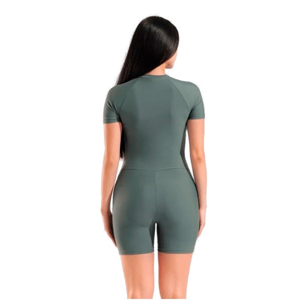 Arena S/S Slimkini Swimsuit With Short (Half Sleeves) For Women, Sage Zebra
